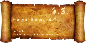 Henger Bereniké névjegykártya